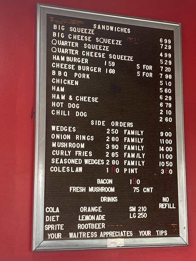 Roy's Squeeze Inn menu, Ypsilanti MI